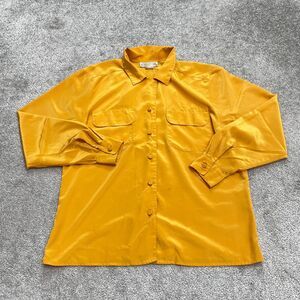 Alyssa Carr Vintage Satin Button Down Shirt Womens 8P Gold Long Sleeve Blouse